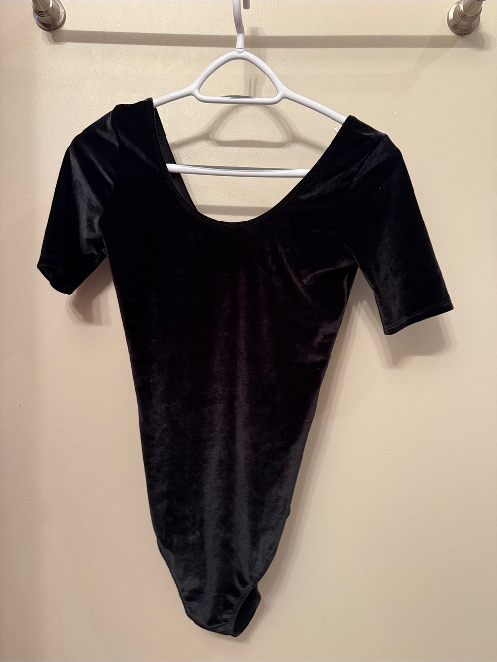 Abercrombie & Fitch Black Velvet Scoop-Back Short Sleeve Bodysuit